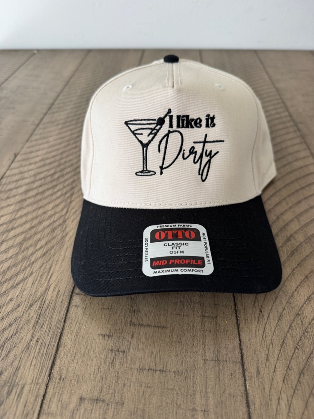 OTTO Cream and Black 'I Like It Dirty' Trucker Hat